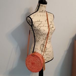 Bali rattan crossbody bag.